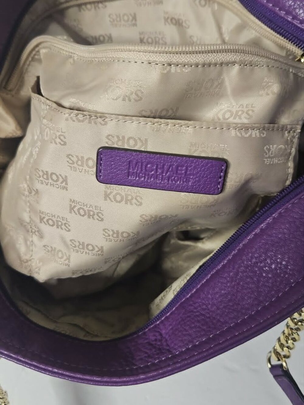 Authentic Michael Kors Purple Pebbled Leather Tote - Picture 6 of 9